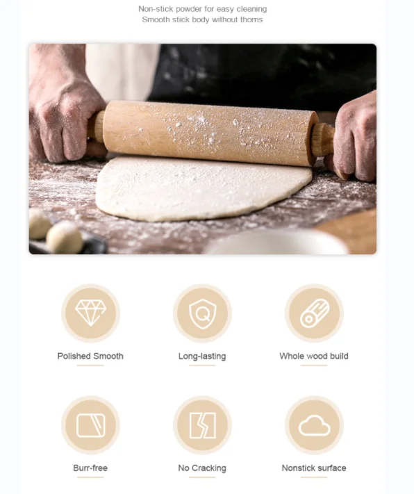 Roller Rolling Pin Fashion Ecofriendly Natural Kitchen Daily