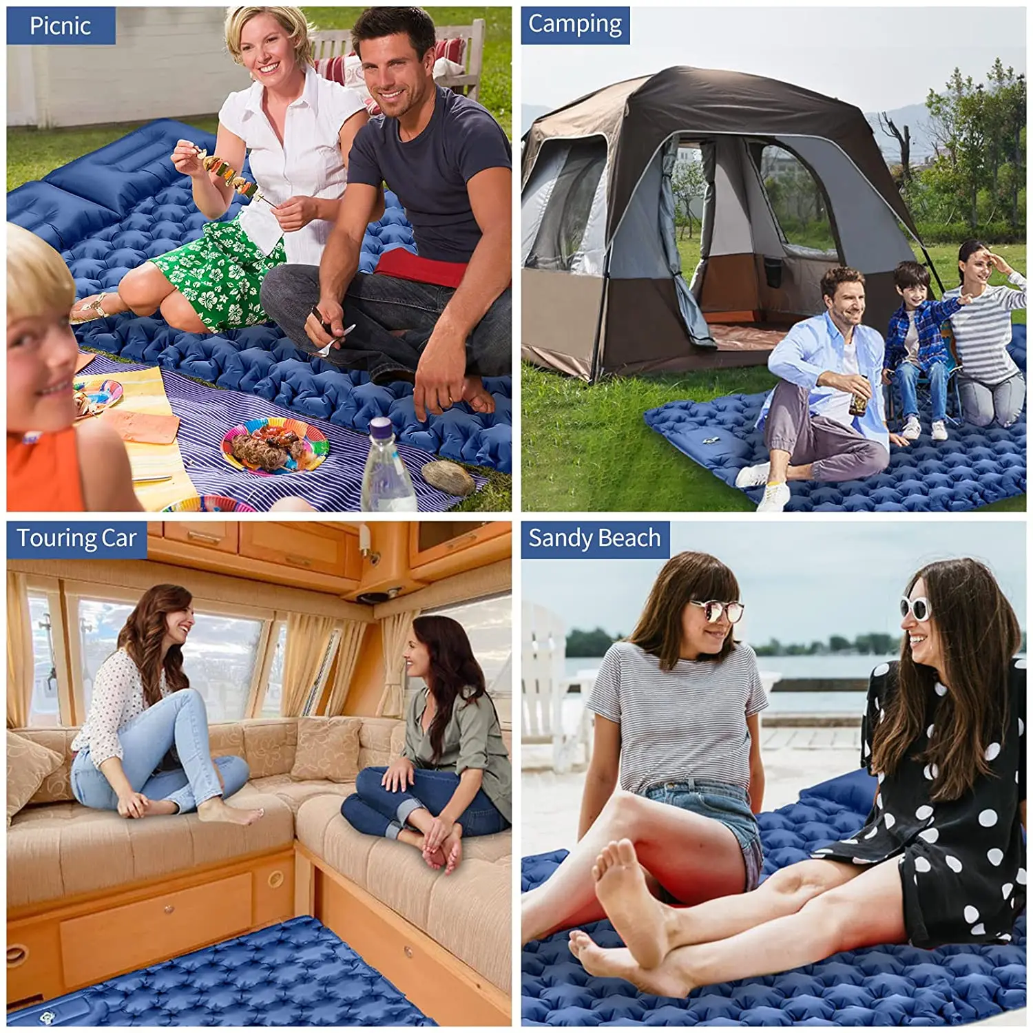 Double Sleeping Pad Camping Self Inflating Camping Pad With Pillow