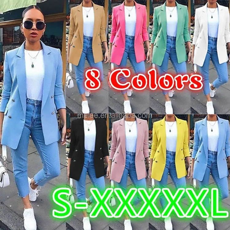 Y207196 blazer women jacket Autumn Fashion Office Lady Solid Color Blazer Long Sleeve Suit Jacket 5XL Women Clothing