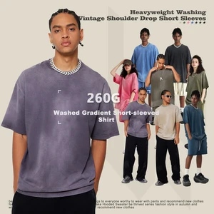 Men's Washed Cotton Crew Neck T-Shirt Spring Summer Oversized Solid Breathable Eco-Friendly Streetwear Causal Tee Custom Logo