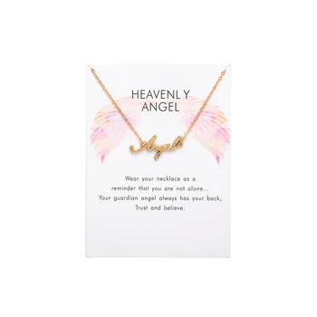 Hot Sale Guardian Angel Wings Letters Word alphabet Pendant Necklace Clavicle Chains Statement Necklace Women Jewelry