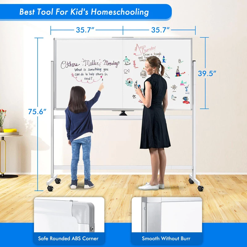 Large Reversible Dry Erase Board Easel Standing Board Double Sided