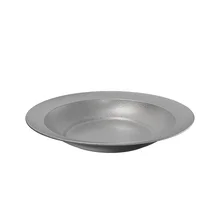 Antique Retro 304 Stainless Steel Large Soup Bowl With Wide Rim Industrial Style Curry Rice Plate Sustainable Metal for Parties