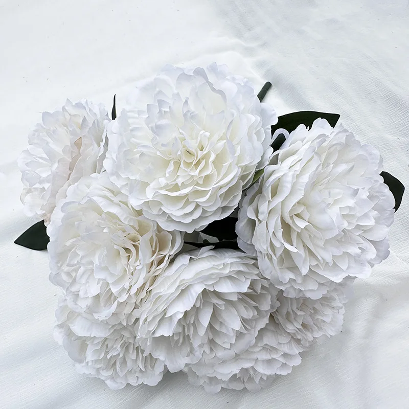 product meiyang 9 heads peony artificial silk peony flower arrangement for home interior decoration high quality  graduation-54