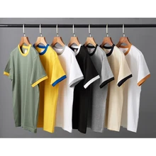 #JT5281, 230gsm 100% Cotton  CONTRAST RIB Custom Logo  Unisex Short Sleeves T -shirt