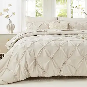 Microfiber Pintuck Pleated Queen Bed Comforter Sets