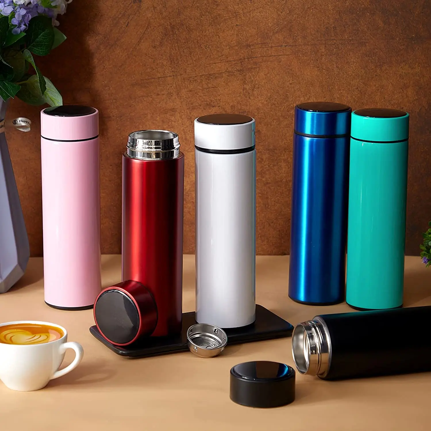 480ml Temperature Display Tea Bottle Stainless Steel Double Wall Digital Vacuum Flask Smart Insulated Cup with Tea Infuser