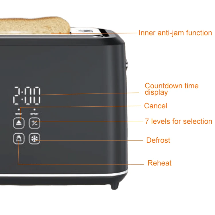 1080W 2025 Electric Touch Screen Toaster Bread Digital Smart Toaster Touch Screen with Display