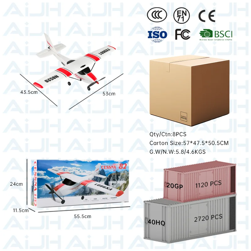 AiJH FX9601 RC Plane 4CH Powerful Brushless Glider 520mm Wingspan EPP Foam Airplane RC Plane for Kids Adults