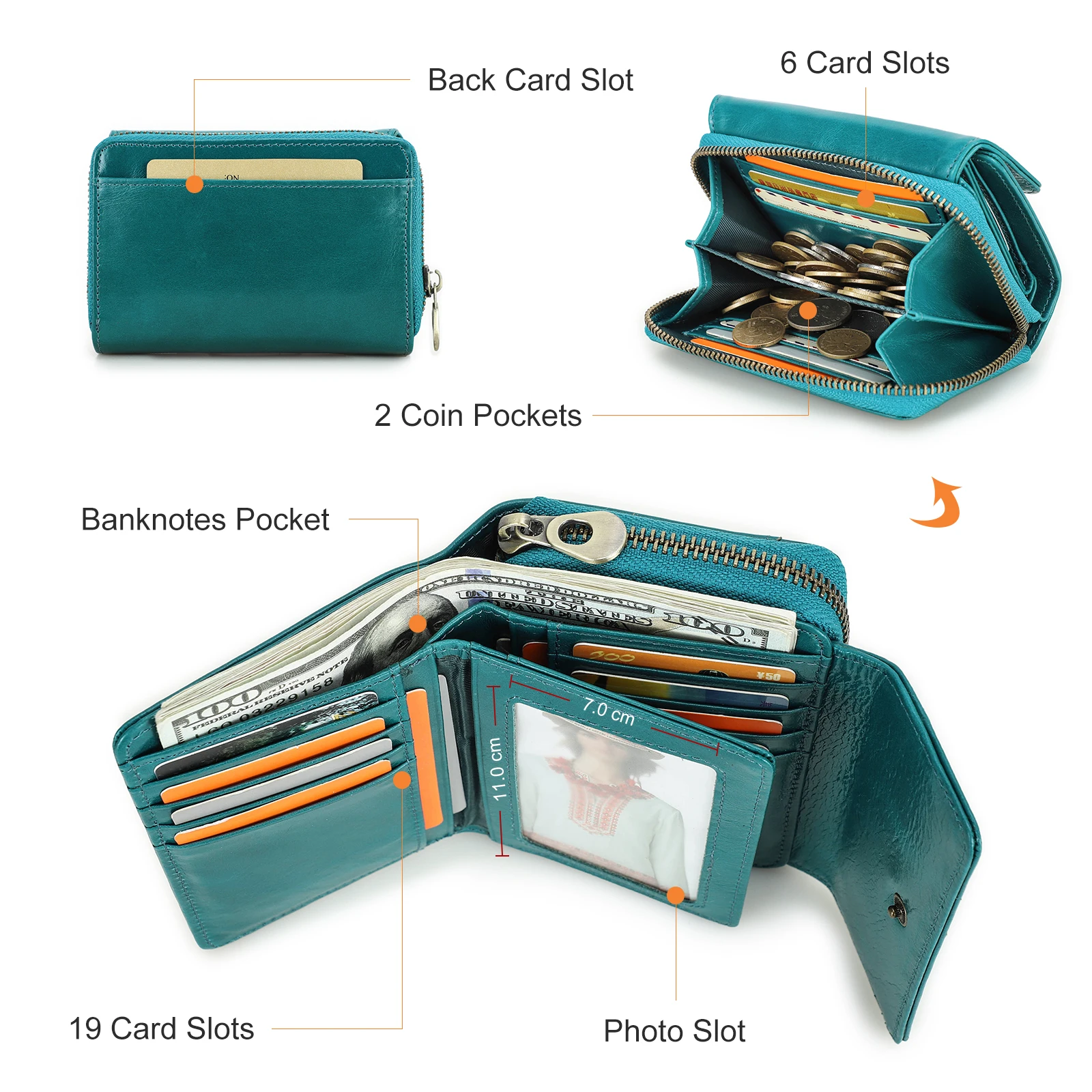 Portafoglio da donna con cerniera e pochette per telefono, regalo albero di Natale, borsa da viaggio in pelle pochette porta carte organizer per braccialetti