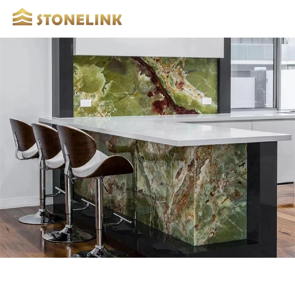 Natural Stone Wall Cladding Marble Backlit Onyx Slab Price Translucent Green Onyx Slab