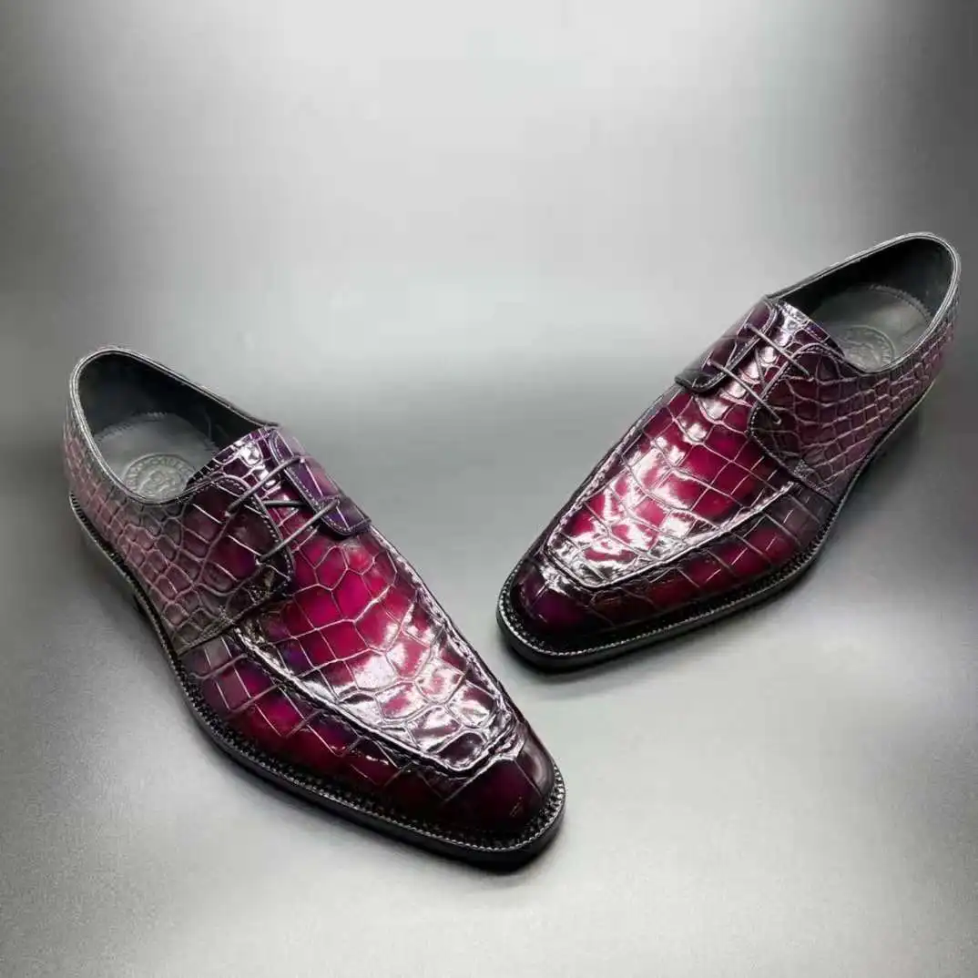 Wholesale High Quality Men's Dress shoes New Designer crocodile genuine  leather men shoes formal dress leather shoes men From m.