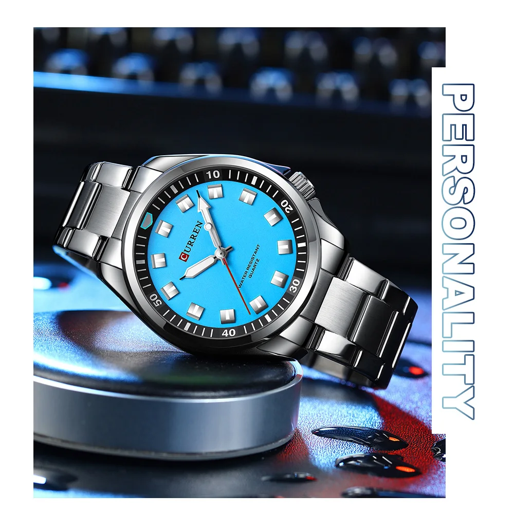 CURREN 8451 Original Watch for Mens Quartz Watches Stainless Steel Band Luminous Wristwatches Chronograph Luxury Wrist Watch