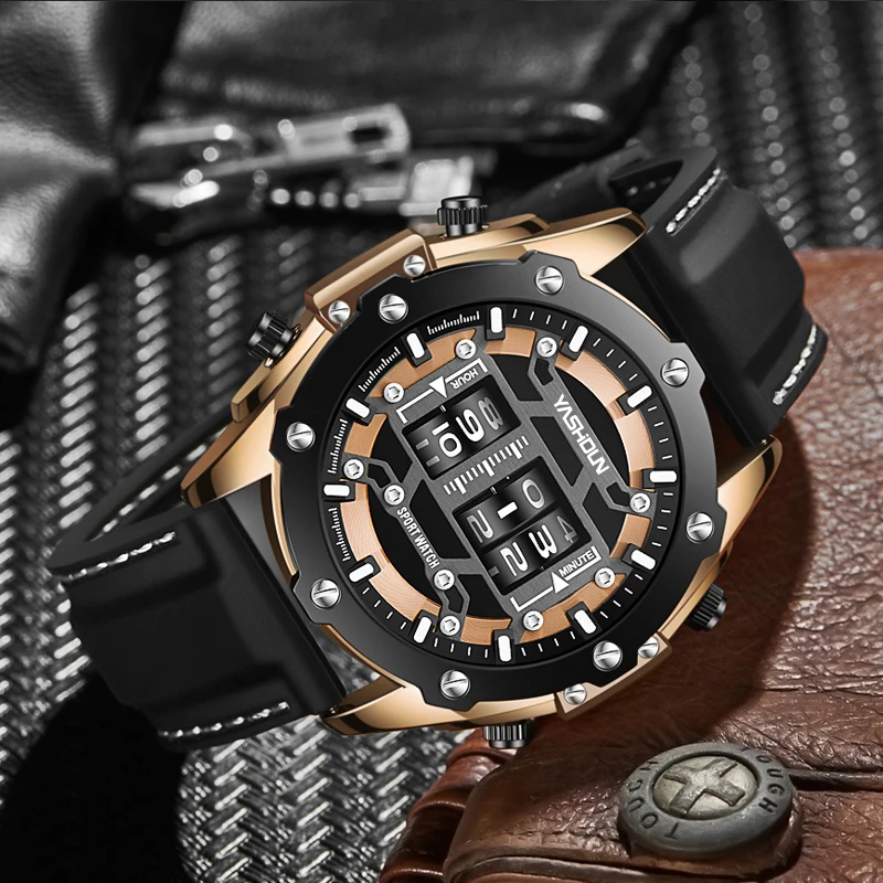Trendy Personalized Multifunctional Men's Watch Sports Silicone Tape Waterproof Calendar Watch