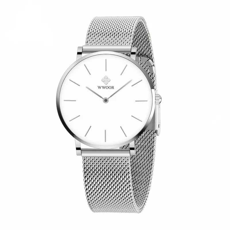 WWOOR 8840W Elegant Womens Wristwatches Luxury Stainless Steel Mash Band  Waterproof Watches Fashion Simple Ladies Quartz Watches