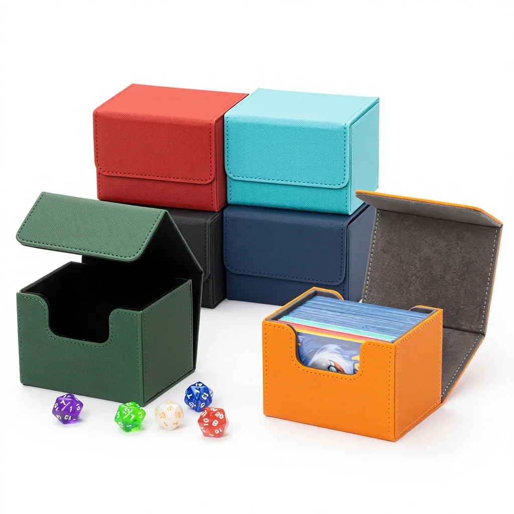 Custom PU Leather Strong Magnet Card Storage Case Fits 100+ Single Sleeved Cards Yugioh Trading Tcg Card Deck Box Custom PU Leather Strong Magnet Card Storage Case Fits 100+ Single Sleeved Cards Yugioh Trading Tcg Card Deck Box
