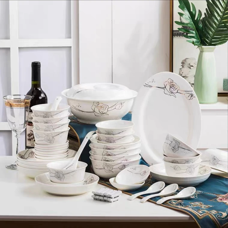 Juego de vajilla de porcelana de hueso fino para personas