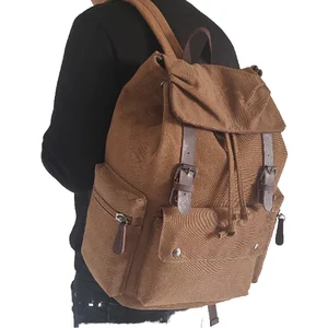 custom logo Korea Trending Solid Color Drawstring Student Backpacks Factory Price Leisure Canvas Bags for Boys Vintage for School Summer