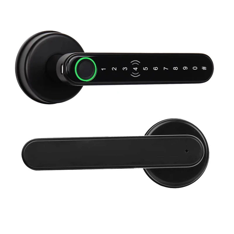 One Touch to Unlock Black Color Fingerprint Password Recognition Quickly Handle Smart Electr Digital Code Apartment Door Lock