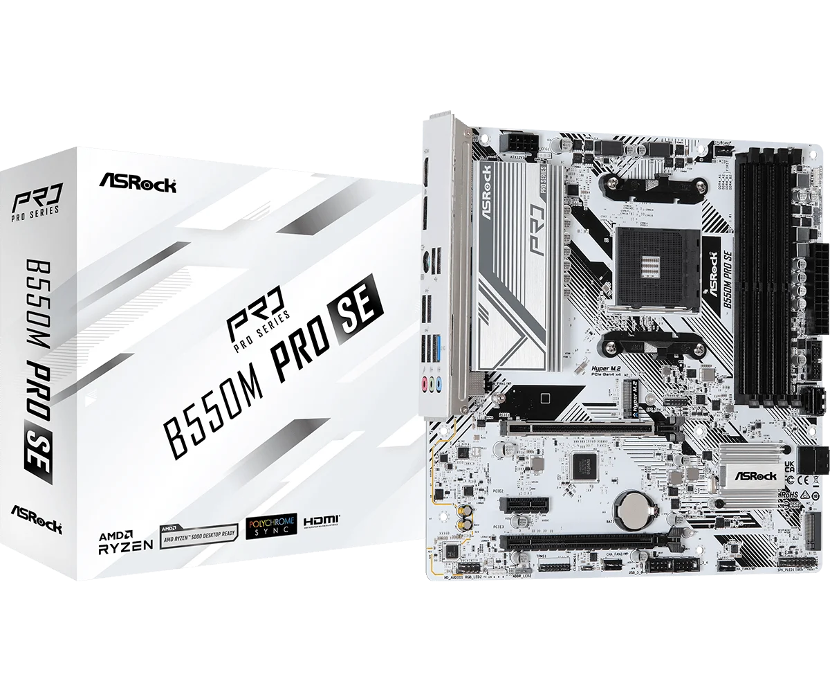 Orijinal Asrock B550M Pro SE AM4 DDR4 SATA 6 Gb/s 1 PCIe 4.0x16