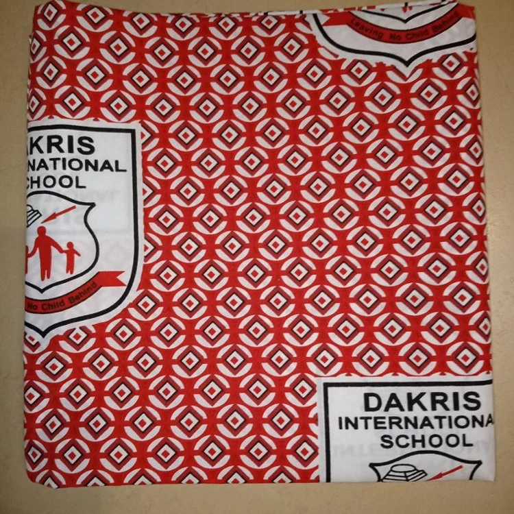 Custom Design  Ghana School Uniform African Wax Printed Fabric with logo