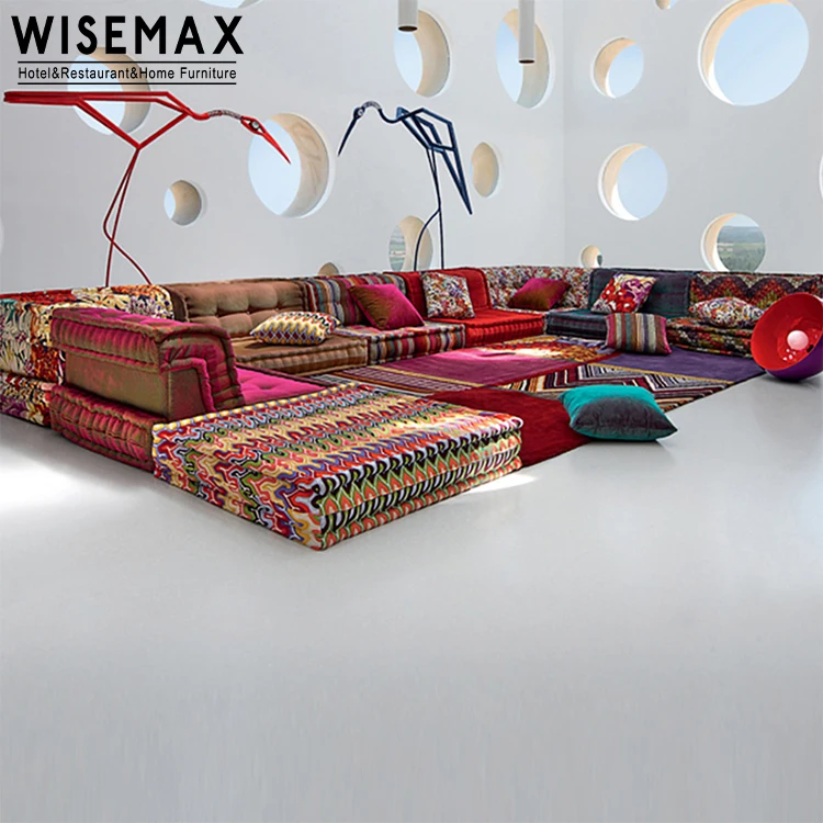 WISEMAX FURNITUREWISEMAX FURNITURE Over Size Living Room Fabric Sofa Set Sectional Floor Lazy 7seat L Shape Sofa with Ottoman
