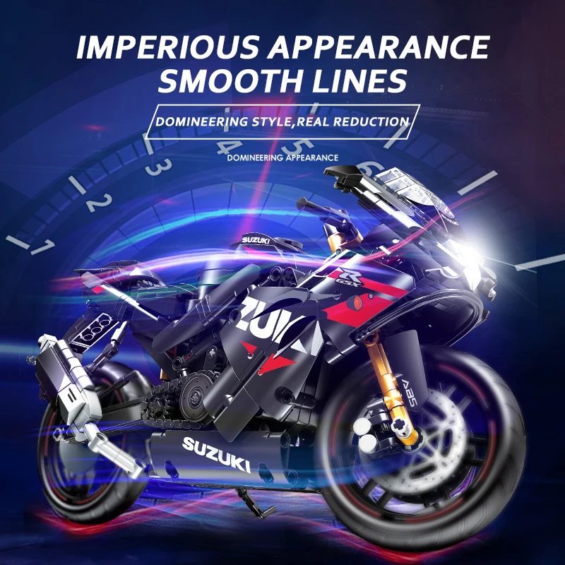 JUCYJULY GSXR 1000R Motorrad Bausatz Aus Klemmbausteinen – Technic Modell Im Maßstab 1:14, 326 Teile