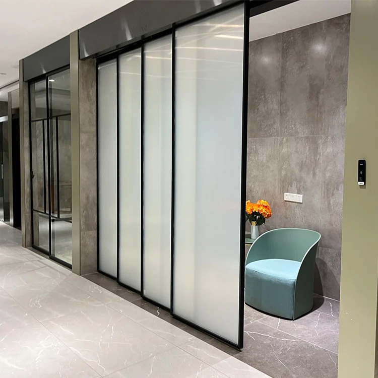 Slim Frame Black Sliding Glass Door
