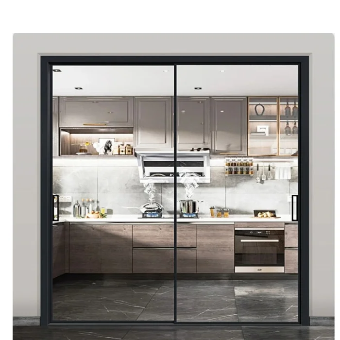 View of aluminum telescopic frame glass door residential soundproof design ...