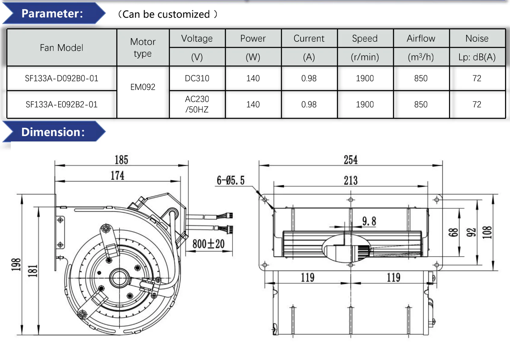 Centrifugal Fan, PWM, 0-5/10V, 133-190mm, 504 - detail 18