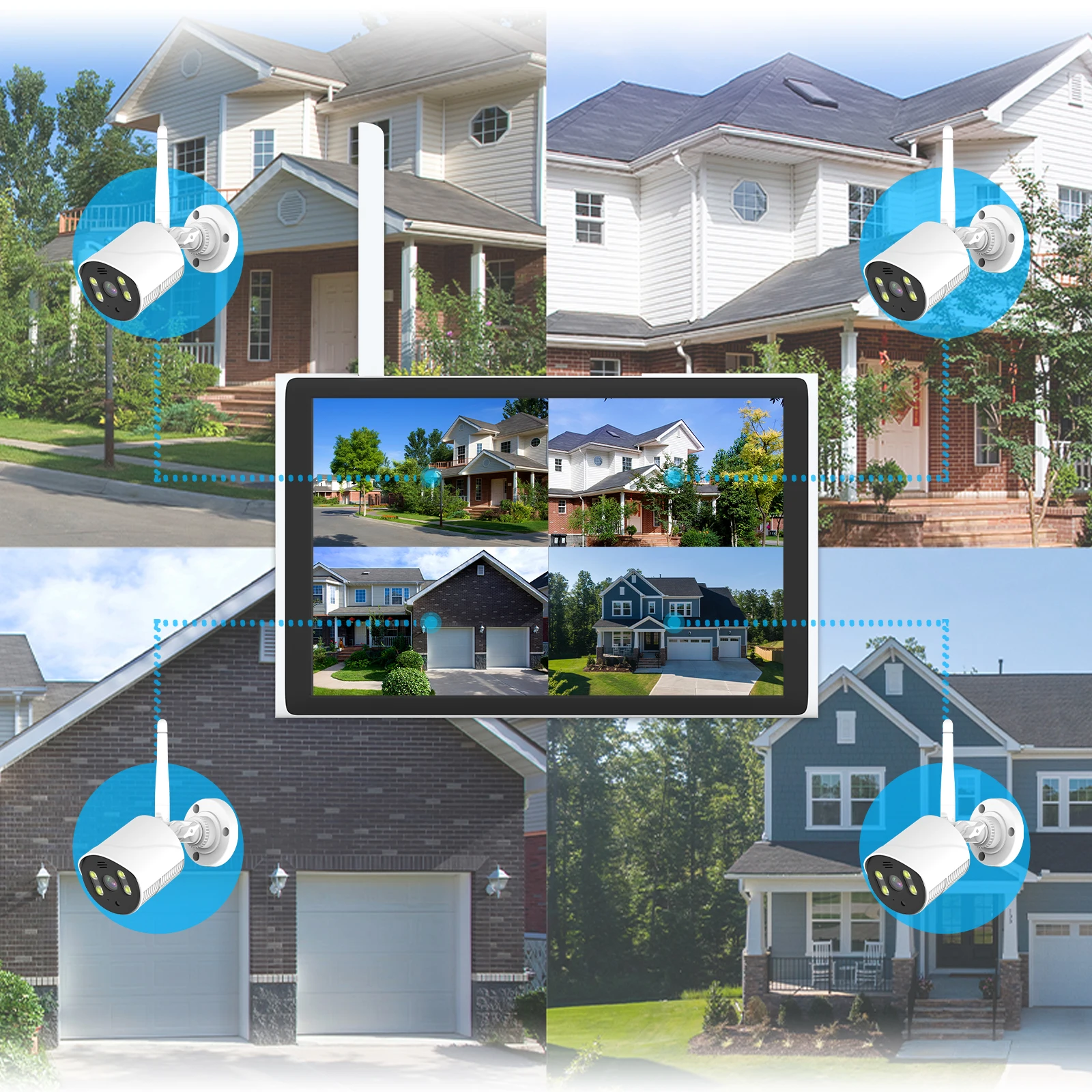 10.1Inch LCD NVR Kits with 4CH 1080P Security Camera System with Large Storage CCTV Camera System for Monitor