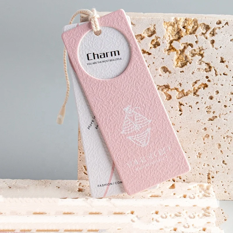 Factory Custom Garment Accessories Embossed Logo Luxury Dresses Underwear Product Hang Tag Tags Labels for Underwear Dress