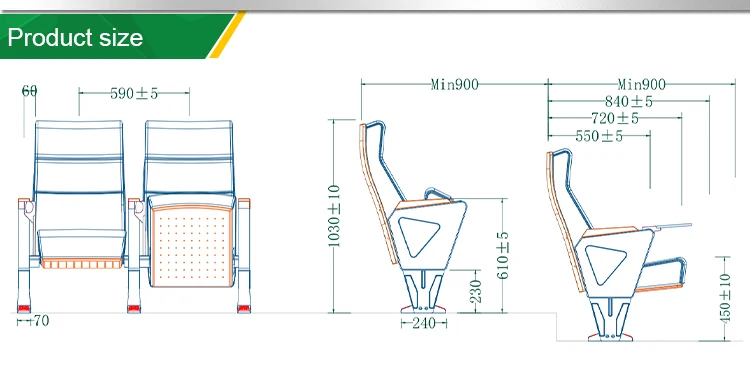 Auditorium Theater Cinema Conference Hall Chair Public Furniture