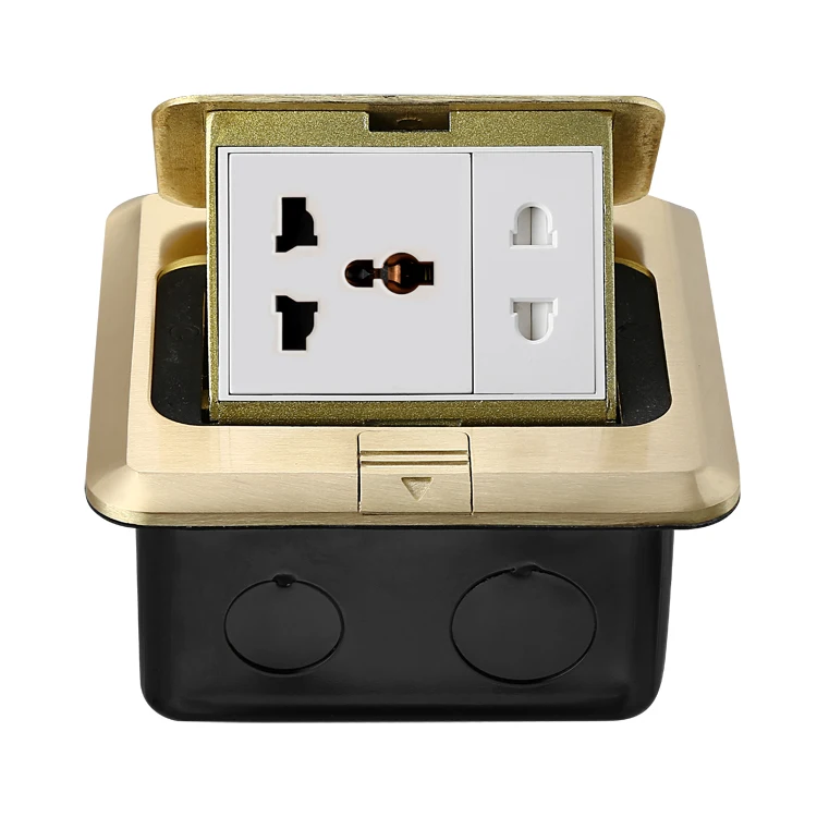 Factory - made embedded information box multifunctional universal three - hole power socket gold copper pop-up floor socket