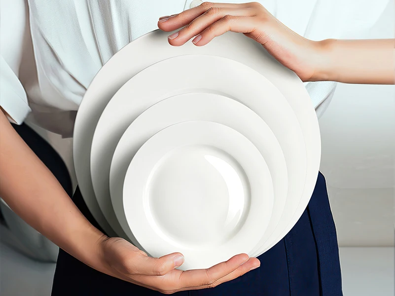 Custom Logo Bone China Plates In Bulk Modern White Ceramic Dish Plates