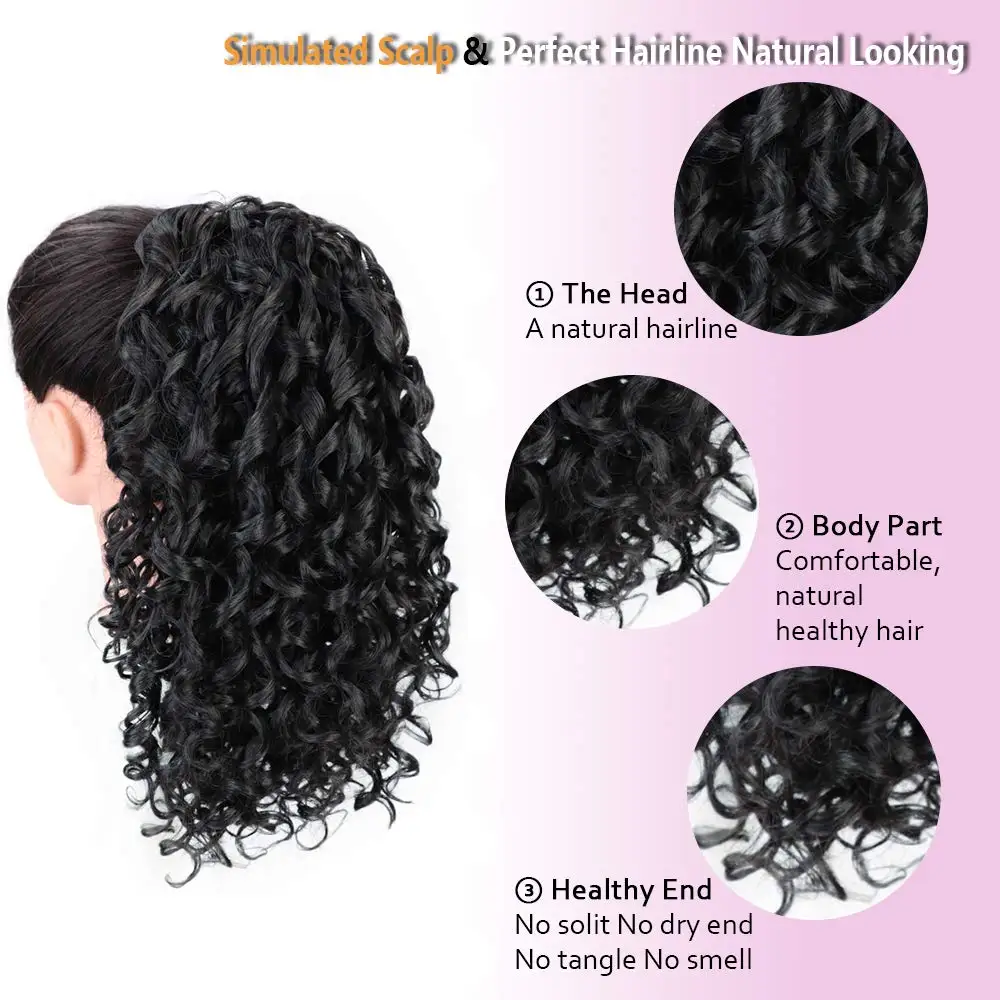 Curly Ponytail Extension Drawstring Ponytails For Black Women Synthetic ...