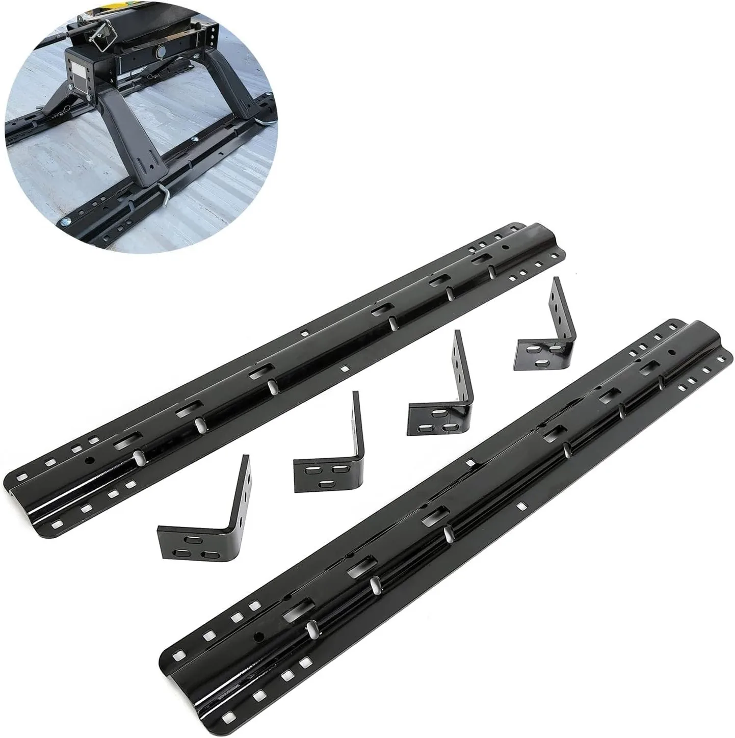 LUNSHUO 5th Fifth Wheel RV Rails/Brackets Installation Trailer Hitch Kit for Full-Size Trucks, Fit Gooseneck