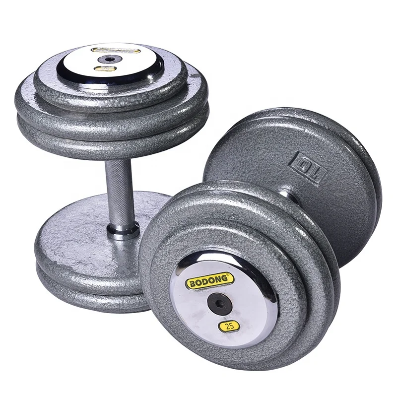 Gym Equipment Gray Cast Iron Baking Round Weight Lifting Dumbbell Set