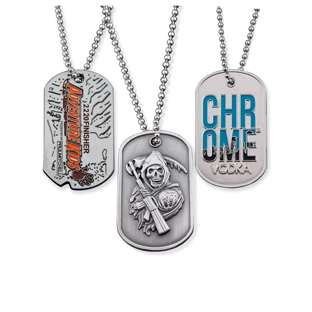 Custom Engraved 3d Embossed Military Brass Metal Dog Tags with Chain