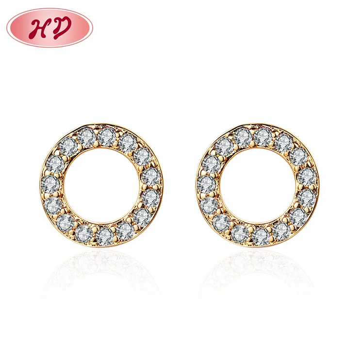Simple Design Round Shape 18K Gold Plated Jewelry Huggie Hoop Earrings Zirconia Hoop Earrings