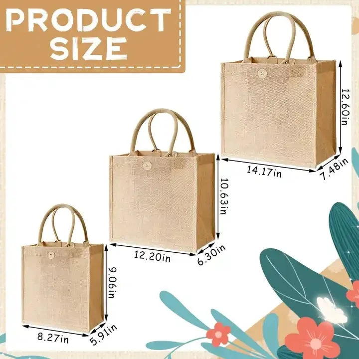 Shopper Bag Custom Printed Large Natural Eco Friendly Burlap Jute