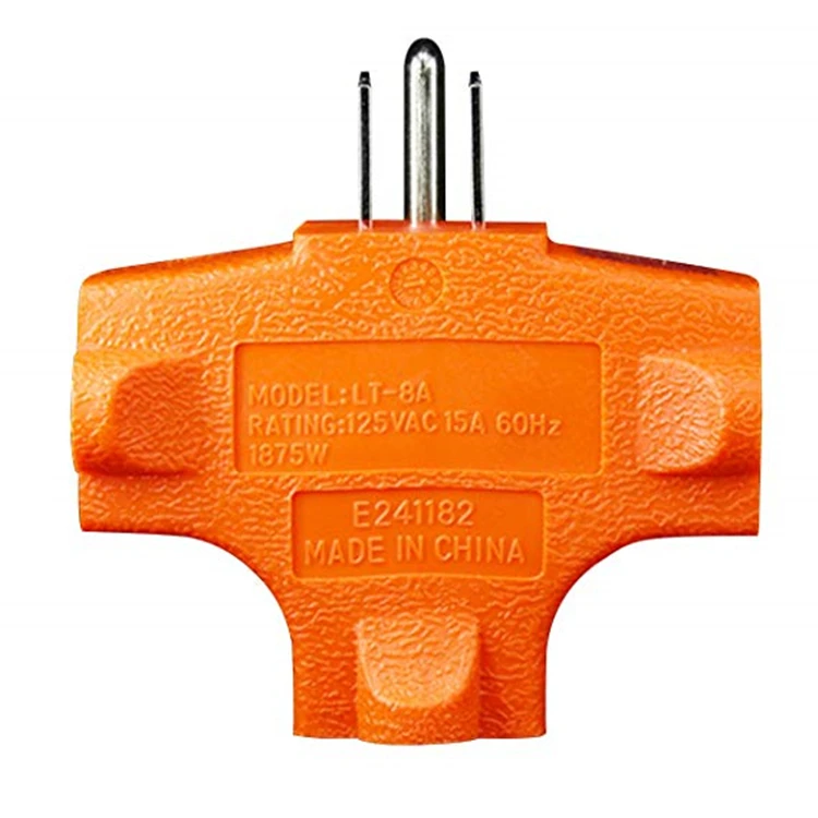 3 Way Outlet Tshaped Adapter Power Outlet Extender Grounded Wall Tap