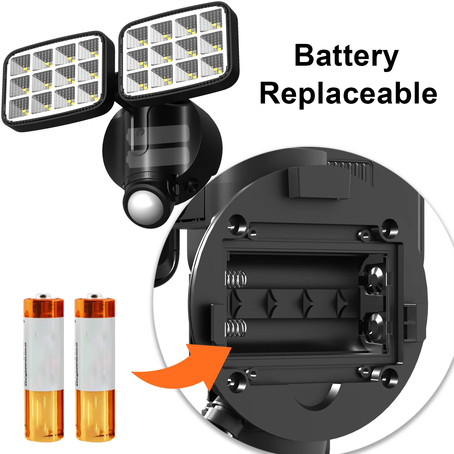 Dual Head Motion Sensor Solar Security For Outdoor Waterproof Garden ...