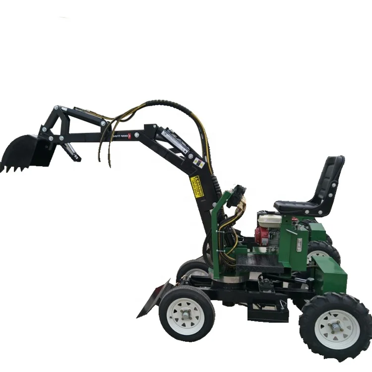 0.55T Mini Small Home Use Garden Trench Digger with Bucket and Wood Grabber for Farm Machinery