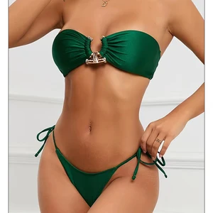 Custom Design and Color Drawstring High Quality Bandeau Bikini Sexy Xx Bikini