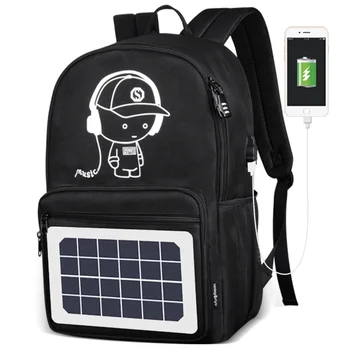 2021 high quality water proof solar power back pack with solar panel school backpack