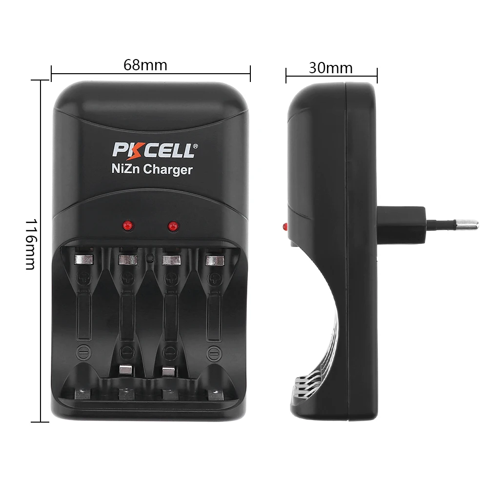 PKCELL 4スロットNi亜鉛標準バッテリー充電器PK8186、1.6v AA 2500 mWh