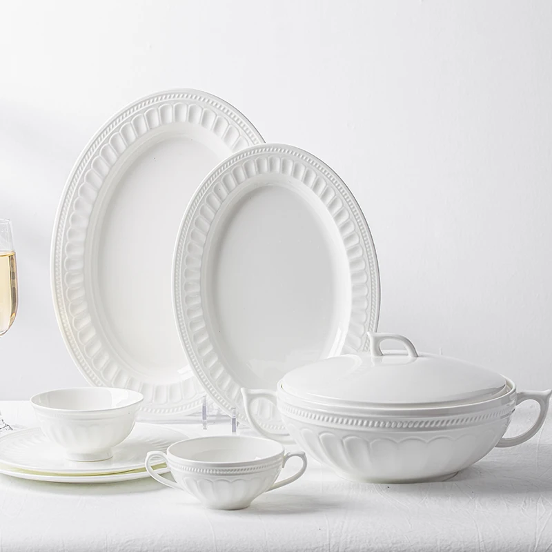 Dinnerware Sets Bone China Restaurant Plates Ceramic Dinner Set White Plates Sets Dinnerware Luxury Modern Tea Cup Plates Dishes