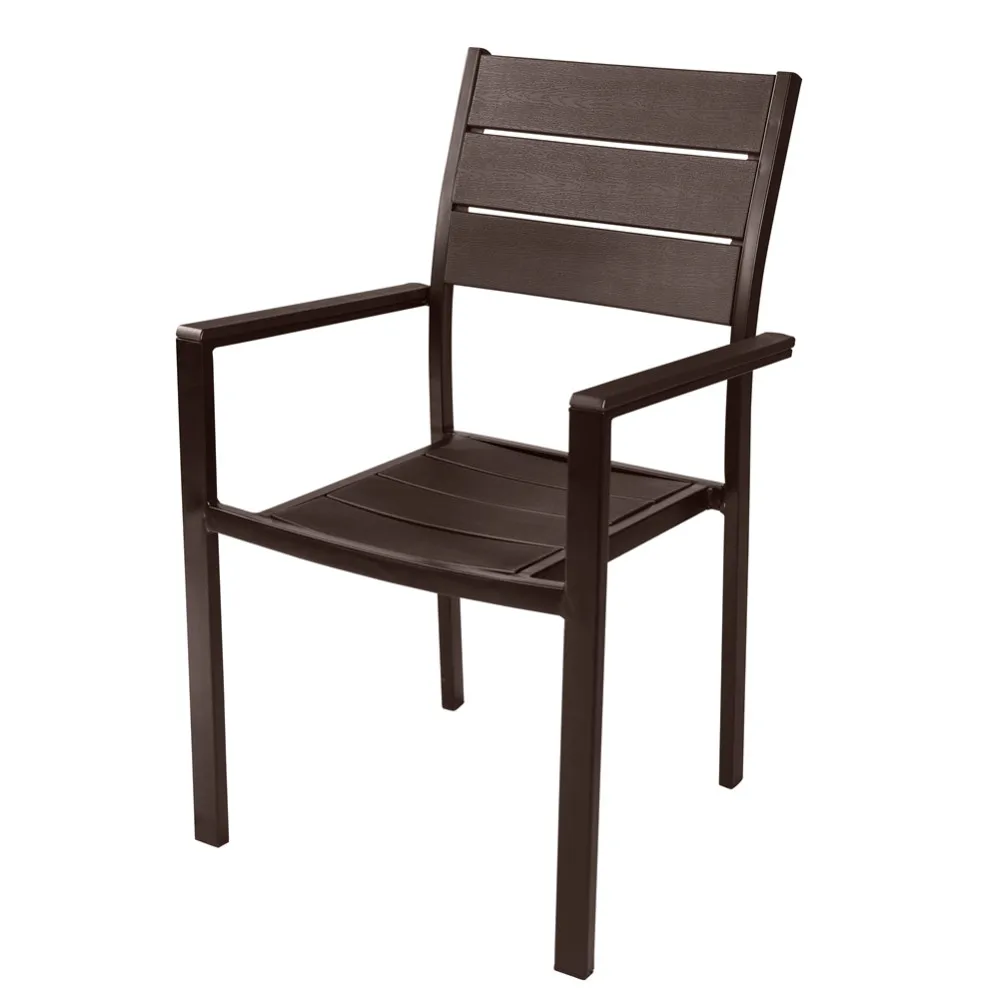 New Classic Portable HDPE Top With Metal Frame Outdoor Garden Living Room Plastic  Chair in Wooden Look