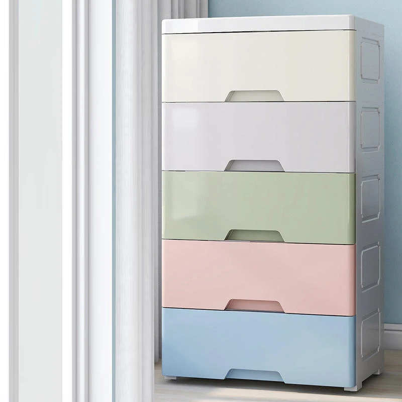 4 Tier Foldable Plastic Storage Drawer Cabinet Colorful Bedroom Household with Pull-out Drawers for Clothing Organization supplier